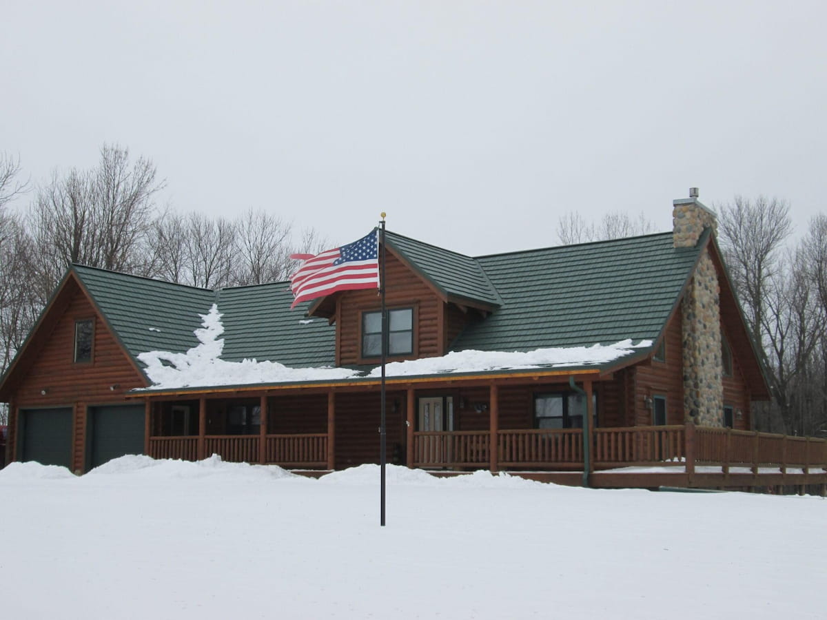 Metal roof in winter