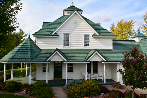 White House with a green metal roof